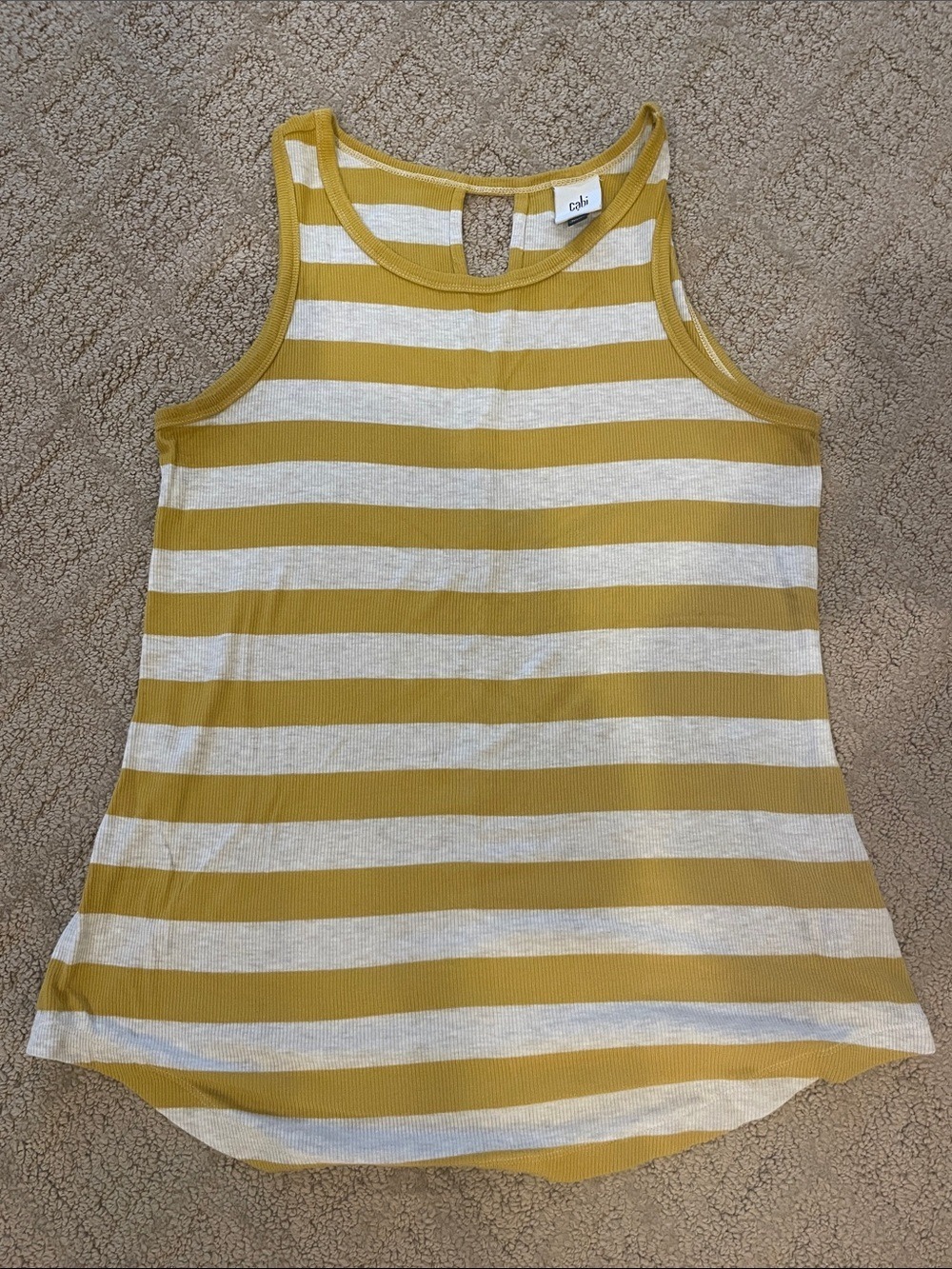 Cabi Mustard and White Striped Tank